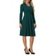 thumbnail image 4 of INSPIRAR CHIC Vestidos Elegantes de Oficina para Mujeres con Cuello Cuadrado, Manga Larga, Plisado, Vestido A-line XS Verde Lago, 4 of 6