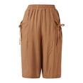 thumbnail image 7 of Glisme Casual Pants For Women Plus Size Knee Length Cotton Linen Shorts Summer Baggy Dressy Long Shorts With Pockets Khaki Trousers Athletic Fit, 7 of 7