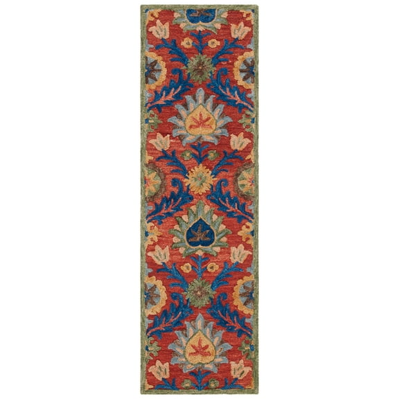 SAFAVIEH Blossom Cantor Floral Runner Rug, Red/Blue, 2'3" x 8'