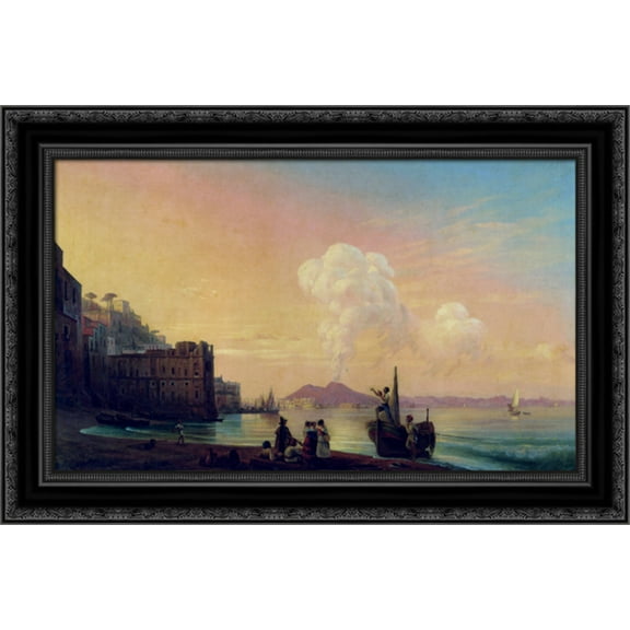 Bay of Naples 24x18 Black Ornate Wood Framed Canvas Art by Aivazovsky, Ivan