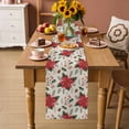 thumbnail image 2 of Christmas Poinsettia Table Runner 60 Inches Long Farmhouse Dress Scarves, Xmas Red Flowers Pine Cones Vintage Dining Tablerunner for Coffee Table/Kitchen Island/Party Décor, 13" x 60", 2 of 8