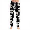 thumbnail image 2 of Hearthz Funny Spooky Graphic Women's Pajama Pants Elastic Drawstring Jogger Pants Casual Soft Halloween Cuffed Ankle Trousers Pants for Women, 2 of 5
