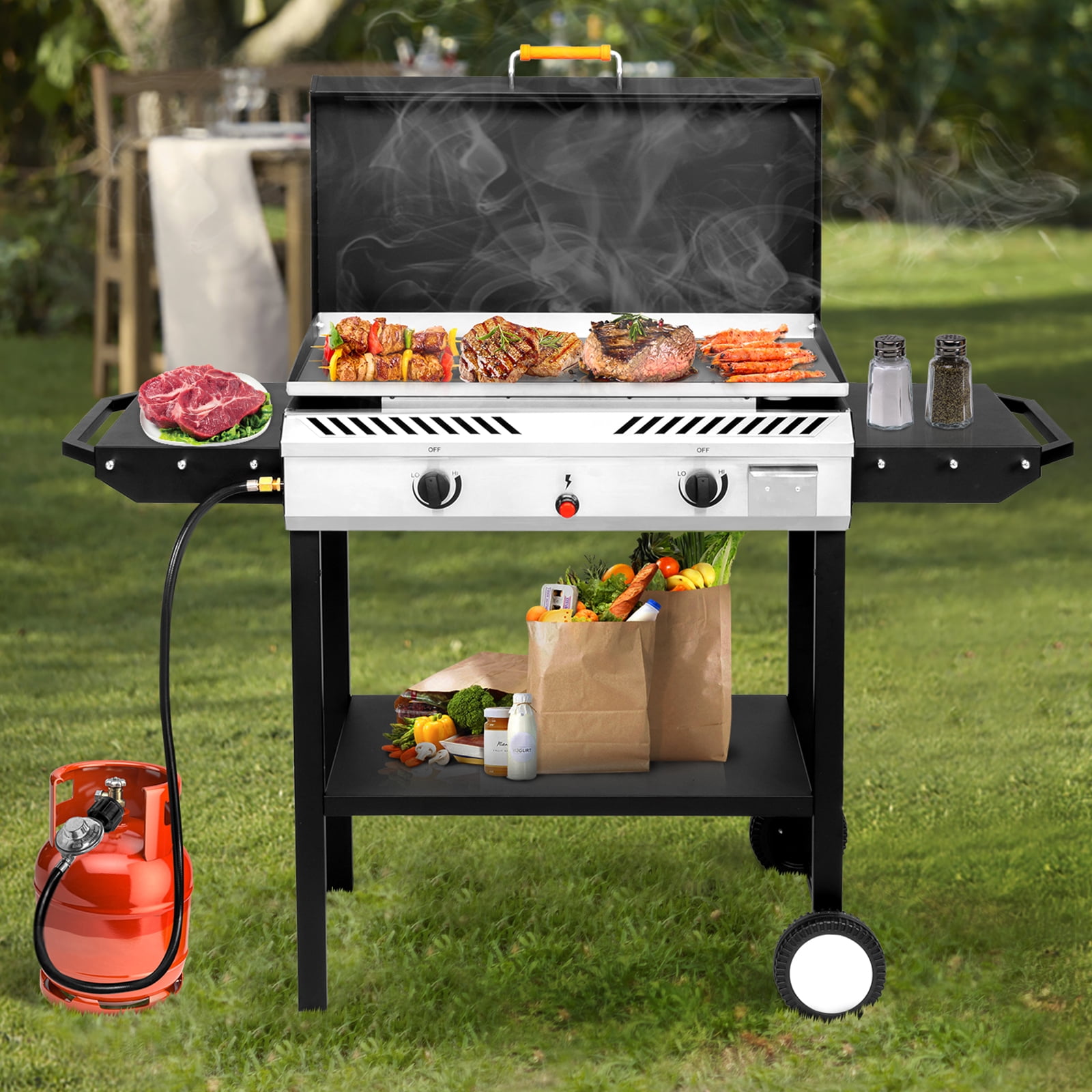 UBesGoo Propane 15,0000BTU 2 Burner Outdoor Versatile Stove w/ Skillet