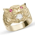 thumbnail image 2 of CZ Tiger Head Ruby Eyes Men’s Adult Ring 10K Yellow Gold, 8.00 Gr – Goldum NYC, 2 of 3
