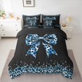 thumbnail image 2 of Castle Fairy Cheetah Print Bowtie Bedding Comforter Set,Black Blue Queen Bedding Sets, 2 of 8