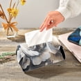 thumbnail image 5 of Vintage Gray Floral Tissue Box Cover Leather Square Rectangle Tissue Box Holder for Bathroom Living Room Desk Office Decor, 5 of 7