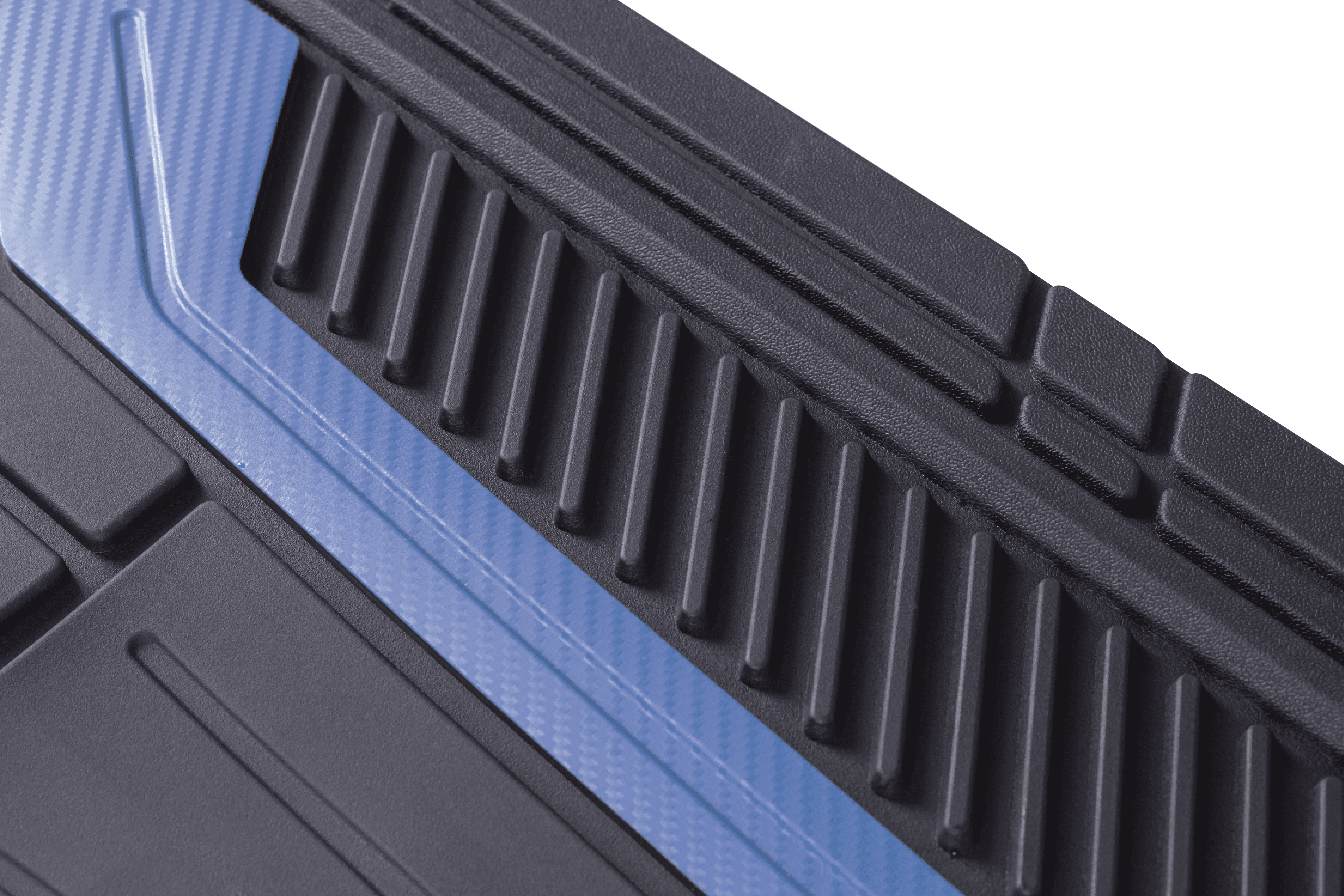Auto Drive 4Piece Rubber Car Floor Mats Carbon Fiber Blue - Universal Fit, 22WM69-2