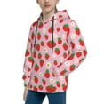 thumbnail image 2 of Fotbe Hand Drawn Strawberry Pattern Youth Pullover Hooded Sweatshirt, Boys Hoodie, Kangaroo Pocket Hoodie for Kids Girls -Large, 2 of 6