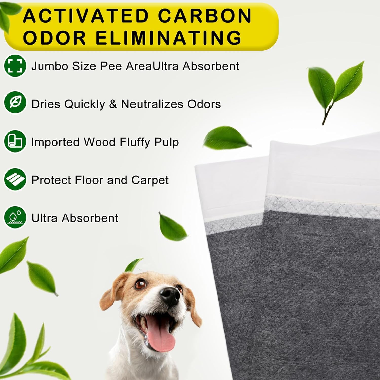 48"x36" Extra Large 30 Pcs Odor-Control Super Absorbency Charcoal Pee Pads for Dogs,Leak-Proof Pet Training Pee Pads,Thicken Disposable Potty Pads Puppy Training Pads for Cats Rabbits