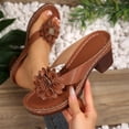 thumbnail image 2 of Eltusu Women Slide Sandals, Fashion Open Toe Slip On Block Heel Ladies Shoes Brown Size 8.5, 2 of 9