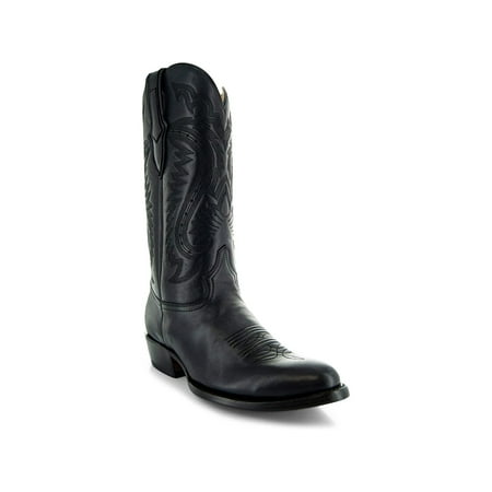 Soto Boots Mens Classic Round Toe Cowboy Boots H7001, Black,...