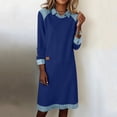 thumbnail image 2 of Sentmoon Robes de Fête pour Femmes Robes pour Femmes Robe Unie Décontractée à Manches Longues avec Col à Revers en denim patchwork, Ourlet à Revers, Robe Chandail pour Usage Quotidien et Tenues Décontractées S, 2 of 9