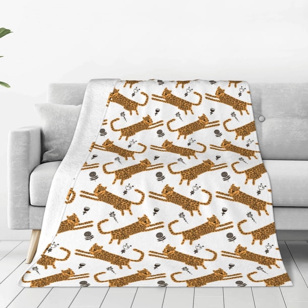 Fotbe Leopard Print Manta de Franela Acolchonada con Estampado, Súper Suave y Esponjosa, Extra Grande para Sofá, Cama, Uso Todo el Año-80"x60"