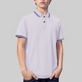 thumbnail image 5 of KAUOD Short Sleeve Polo Shirts for Boys School 𝗨niform Striped Loose Fit Pullover Tops Trendy Casual Preppy Shirt, 5 of 8