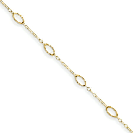 - 14k Yellow Gold 7in Oval Design Bracelet