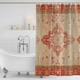 thumbnail image 4 of Red Beige Waterproof Fabric Shower Curtain,Vintage Boho Ethnic Geometric Abstract Art Waterproof Fabric Shower Curtain for Bathroom Curtains Bathtubs Hotel Shower Curtains with 12 Hooks Stall 48x72in, 4 of 8