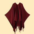 thumbnail image 3 of Resicozy Shawl Wraps Women Winter Knitted Scarf Fashion Solid Color Cardigan Cape Top Sweater Shawl Scarf Wine, 3 of 4