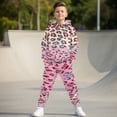 thumbnail image 2 of Uorisanigo Big Kids Tracksuit Boys Girls 2 Piece Sweatsuit Jogging Fall Outfits Long Sleeve Pink Gradient Leopard Print Hoodie Sweatshirt and Cargo Jogger Pants Clothing Sets, 2 of 7