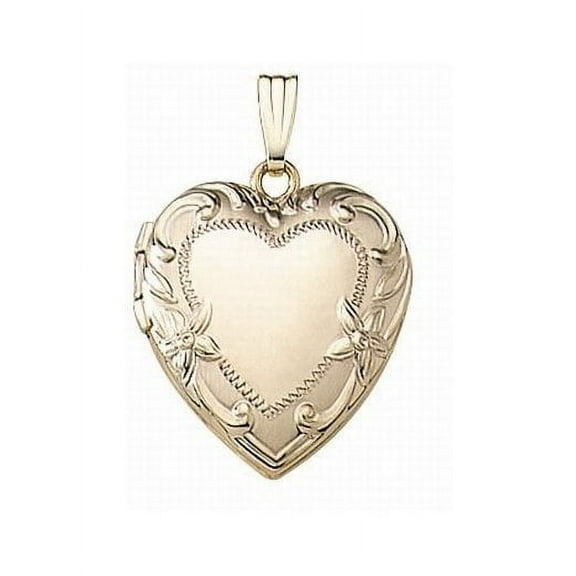 PicturesOnGold.com Solid 14K Yellow Gold Heart Locket 3/4 Inch X 3/4 Inch in Solid 14K Yellow Gold