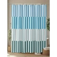 thumbnail image 4 of Boanket Polyester Fabric Colorful Stripe Shower Curtain, Modern Teal Blue Green Vertical Striped Waterproof Bathtub Curtain Bathroom Decor Set with Hooks 72 x 72 Inches,, 4 of 6