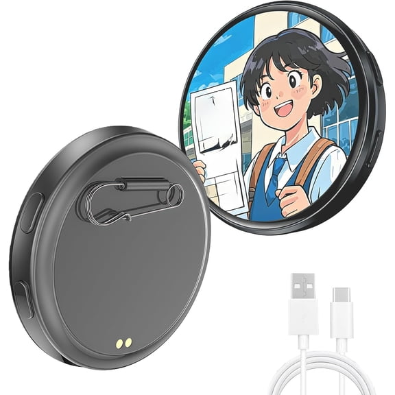 2026 New Electronic Badge Digital Display Pin, with 1.8'' IPS Touch Screen, Bluetooth App Control, Customizable Photo Slideshow & Video Display,for Keychain/Backpack/Ita Bag Accessory