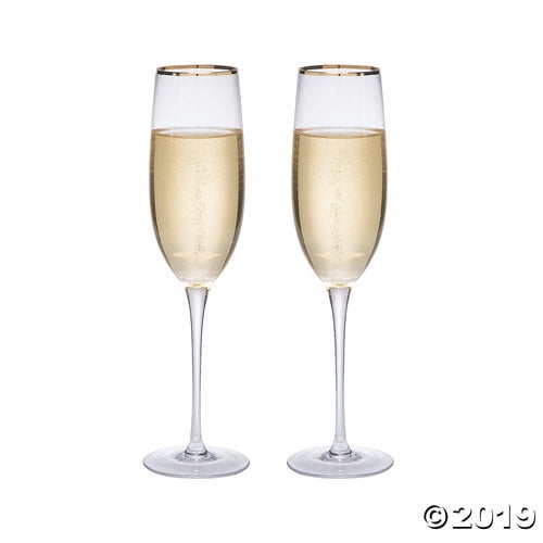 Gold Trim Champagne Flute Set