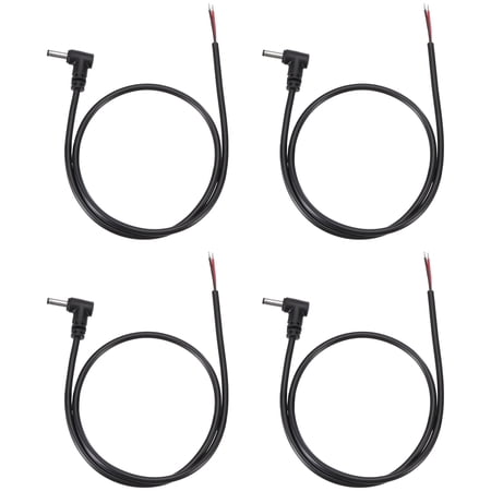 Uxcell 4 Pack 3.5mm x 1.35mm DC Power Pigtails Cable 90 Degree Right Angle 24V DC Power Male Plug Jack to Bare Wire Open End 1ft Cord Connector for DC Power Supply Cable Black