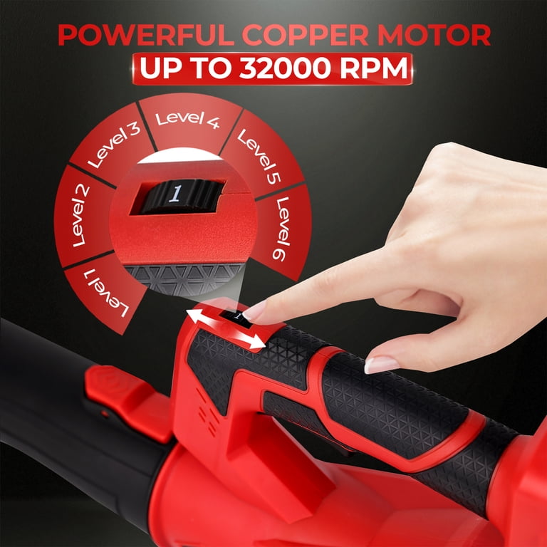 HOTREE, Cordless Electric Leaf Blower, 480CFM, 160MPH, 6 Speed