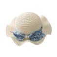 thumbnail image 3 of Baby Girl Straw Hat Baby Sun Hat Bow Spring Summer Beach Hat Casual Baby Hats Caps White One Size, 3 of 3