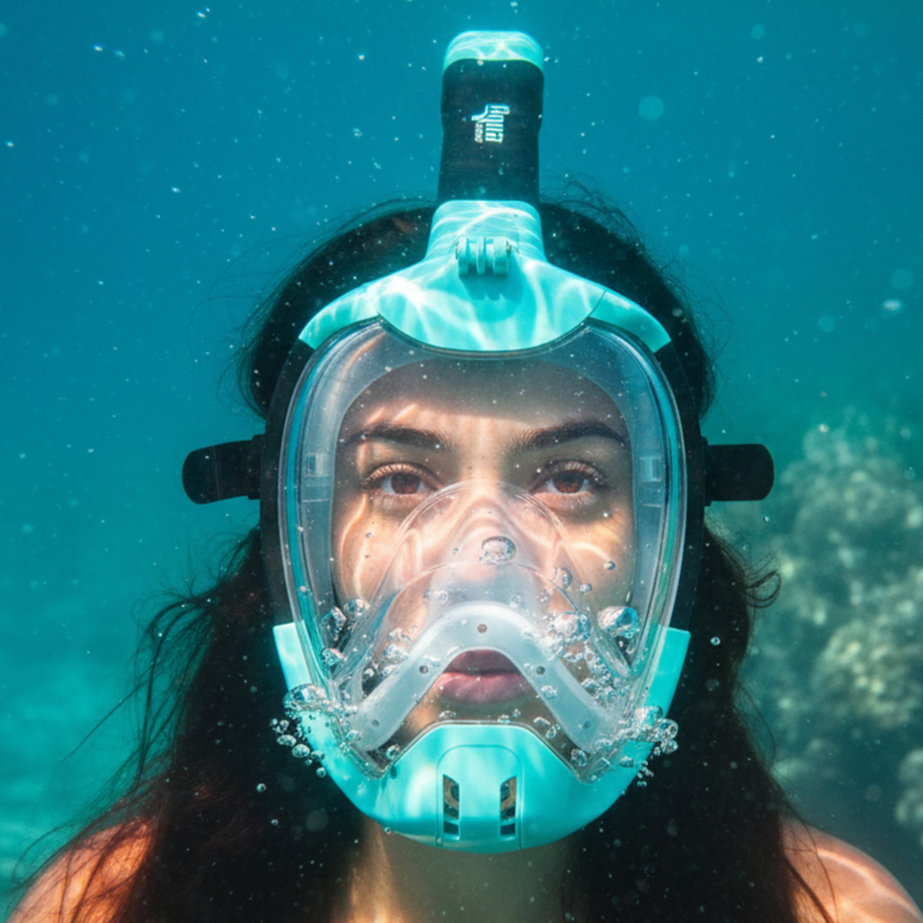 Aqua Dolfino Full Face Mask for Snorkeling, Teal, Small/Medium, Ages 12+