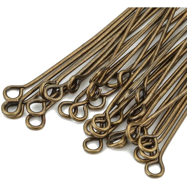 Bronze Eye Pins 200 Pieces Flat Eye Headpins for Jewelry Making