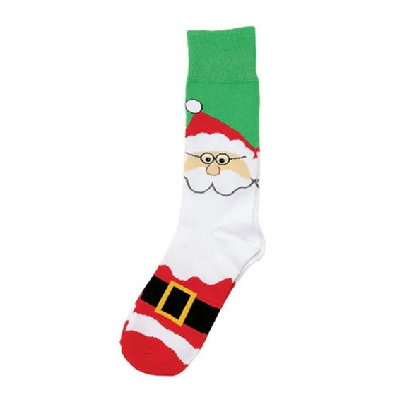 Friendly Red Green Santa One Size Cotton Blend Novelty Crew Socks