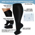thumbnail image 2 of CSChome Chaussettes de Sport 1 Paire Sport Grande Compression Haute Élasticité Grande Taille Mi-Tube Respirant Doux Antidérapant Couleur Unie Course Randonnée, 2 of 7