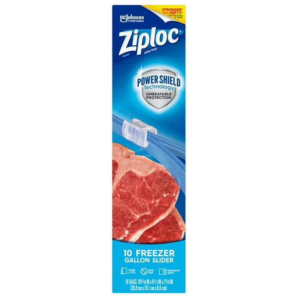 Ziploc Brand Slider Freezer Gallon Bags with Power Shield Technology