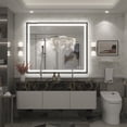 thumbnail image 2 of GODCHAR LED Bathroom Mirror Rectangular Anti-Fog Modern Style Mirror in Tempered Glass Black Frame 48x40 inch, 2 of 10