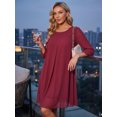 thumbnail image 2 of DARING DIVA Women's Chiffon 3/4 Sleeve Flowy Wedding Guest Dress XL Wine Red, 2 of 6