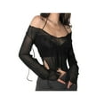thumbnail image 4 of Qmyliery Women Simple Mesh Long-Sleeved T-Shirt with Adjustable Straps Clothing, 4 of 9