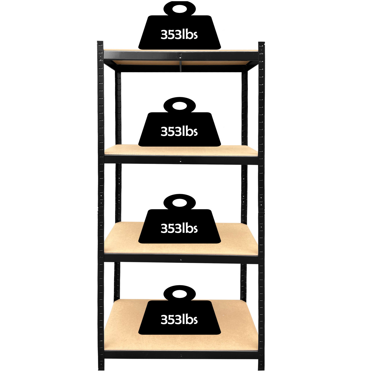 64" 4Tier Storage Shelving Unit Metal Steel Frame AntiSlip Feet MDF