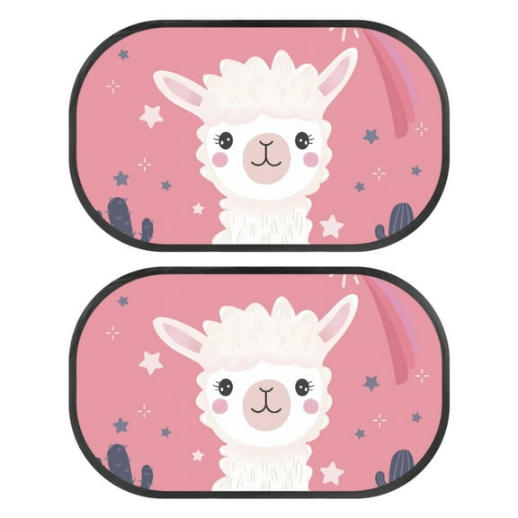 Yuyamidu Alpaca Sun Shade for Car Window Baby 2 Pack Pink Car Window Shades for Side Window Cute Sunshade for Car Back Window Kids Backseat Sun Visor for Car SUV Truck