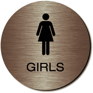 California GIRLS Restroom Door Sign-Copper / Black (1 Unit)