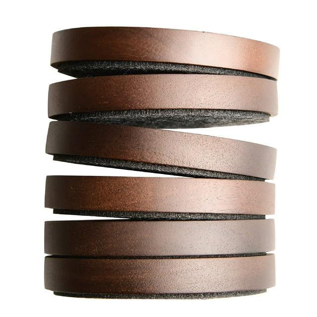 Posavasos de madera para bebidas 4.3 pulgadas juego de 6 portavasos apilables de fieltro absorbente y aislante posavasos para mesa de madera