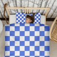 thumbnail image 3 of Blue White Checkered Duvet Cover and Pillowcase Set for Single Bedding, Bedroom Accessories for Kids Teens, 3 of 5