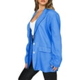 thumbnail image 3 of Gureui Women’s Loose Suit,Casual Solid Color Button Down Cardigan Notched Lapel Loose Long Sleeve Blazer with Fake Pockets, 3 of 5