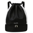 thumbnail image 1 of PENGXIANG Drawstring Backpack Adjustable Strap Basketball Bag for Women Men (Black), 1 of 8