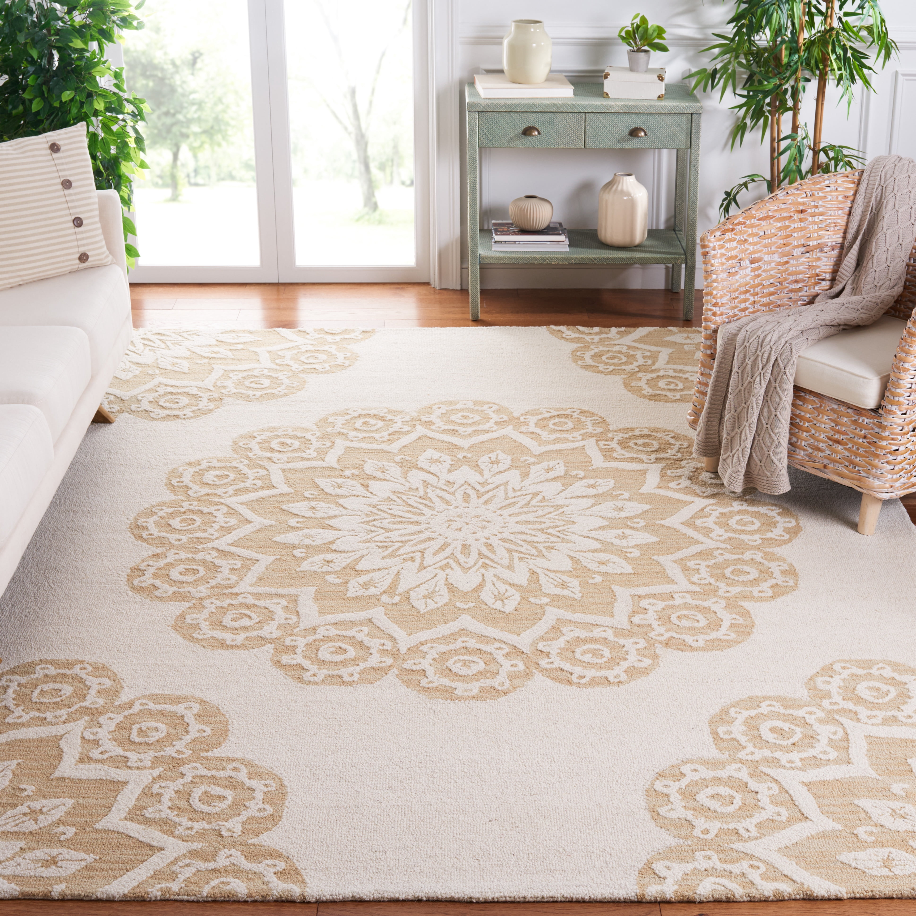 SAFAVIEH Blossom Brody Medallion Area Rug, Ivory/Beige, 10' x 10' Square