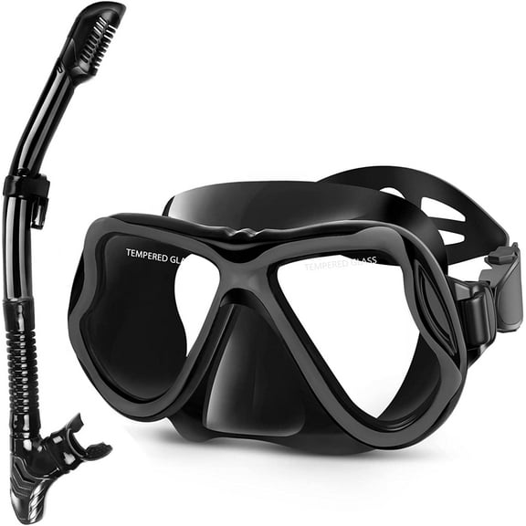 Greatever Dry Snorkel Set, with Panoramic Wide View,Anti-Fog Scuba Diving Mask