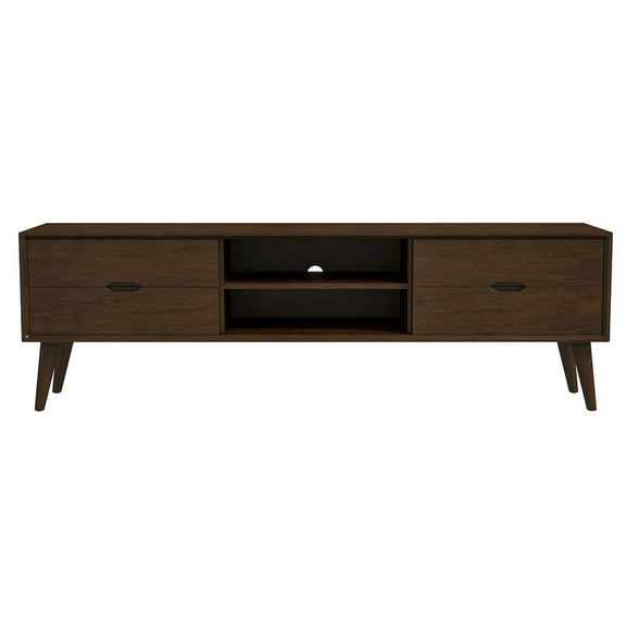 ASHCROFT Lennon 71" Mid Century Wood TV Stand with 4 Drawer, Modern Walnut TV Console, Low Profile Entertainment TV Stand for TVs up to 62" for Living Room Bedroom