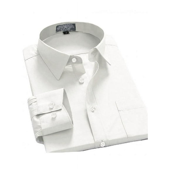 Men's Long Sleeve Regular Fit Point Collar Dress Shirt