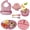 Dark Pink, variant on Baby Feeding Set,6 Piece，Baby Led Weaning Supplies with Suction Bowl Divided Plate, Toddler Self Feeding Dish Set with Spoons Forks Sippy Cup Adjustable Bib, Eating Utensils for 6+ Months