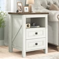 thumbnail image 3 of Nightstand set of 2 with Charging Station, Rustic Bedside Table Farmhouse Nightstand with 2 Drawers End Tables Night Stand for Bedroom Living Room, White, 3 of 11